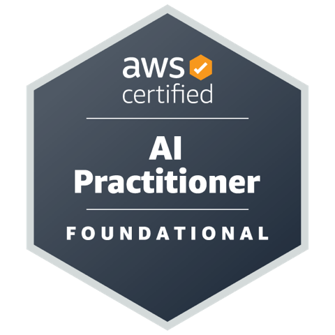 Certification badge: AWS Certified AI Practitioner