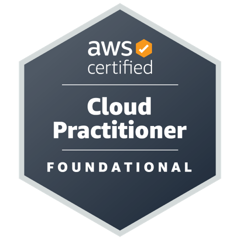 Certification badge: AWS Certified Cloud Practitioner