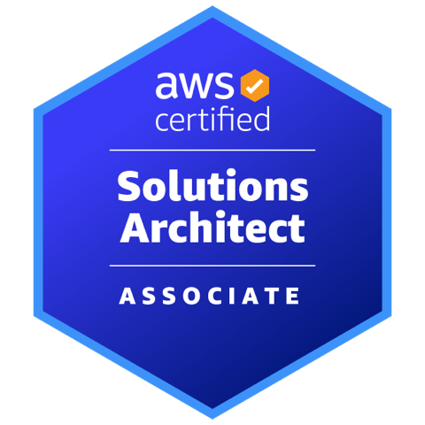 Certification badge: AWS Certified Solutions Architect – Associate