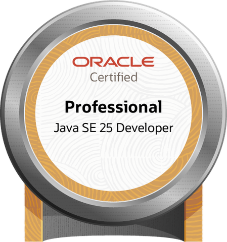 Certification badge: Oracle Certified Professional: Java SE 25 Developer